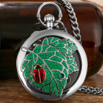 Reloj de bolsillo musical de cuarzo con cadena — Mariquita plateada