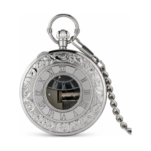 Reloj de bolsillo musical de cuarzo plateado