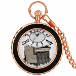 Reloj de bolsillo musical rosa dorado con cadena