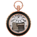 Reloj de bolsillo musical rosa dorado con cadena