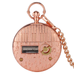 Reloj de bolsillo musical rosa dorado con cadena