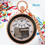 Reloj de bolsillo musical rosa dorado con cadena