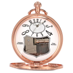 Reloj de bolsillo musical rosa dorado con cadena