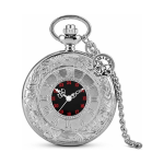 Reloj de bolsillo plateado de cuarzo con números romanos