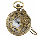 Reloj de bolsillo quartz antiguo con 3 diseños — Engranajes a la vista