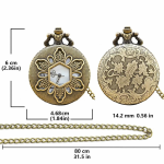 Reloj de bolsillo quartz antiguo con tapa floral