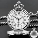 Reloj de bolsillo quartz con cadena plateada