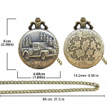 Reloj de bolsillo quartz con camioneta en relieve