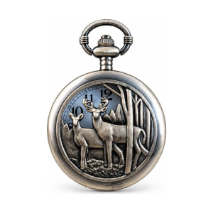 Reloj de bolsillo quartz con ciervos en aleación