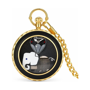 Reloj de bolsillo quartz con elefante y cisne — Azul