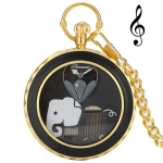 Reloj de bolsillo quartz con elefante y cisne — Dorado