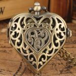 Reloj de bolsillo quartz con forma de corazón