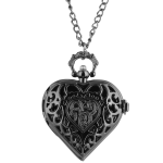 Reloj de bolsillo quartz con forma de corazón — Negro
