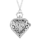 Reloj de bolsillo quartz con forma de corazón — Plateado