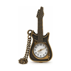 Reloj de bolsillo quartz con forma de guitarra eléctrica