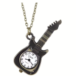 Reloj de bolsillo quartz con forma de guitarra eléctrica