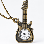 Reloj de bolsillo quartz con forma de guitarra eléctrica