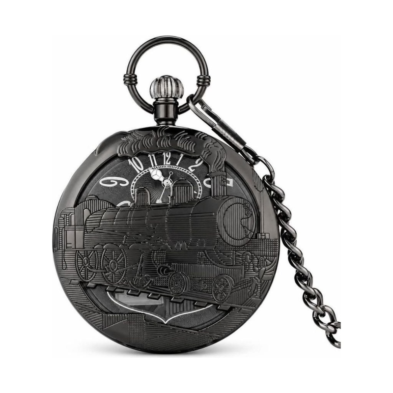 Reloj de bolsillo quartz con locomotora