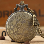 Reloj de bolsillo quartz con locomotora en bronce