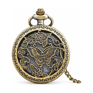 Reloj de bolsillo quartz con mariposa calada