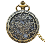 Reloj de bolsillo quartz con mariposa calada