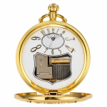 Reloj de bolsillo quartz con tapa de locomotora calada