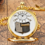 Reloj de bolsillo quartz con tapa de locomotora calada