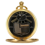 Reloj de bolsillo quartz dorado con motivos musicales