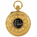 Reloj de bolsillo quartz dorado con motivos musicales