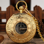Reloj de bolsillo quartz dorado con motivos musicales