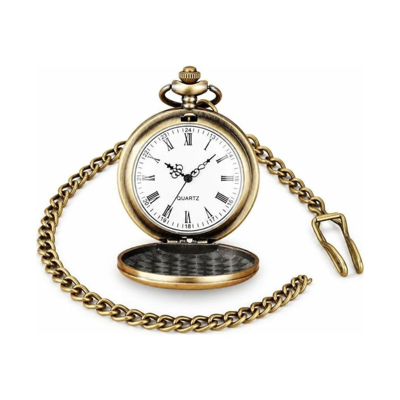 Reloj de bolsillo quartz para abuelo con cadena