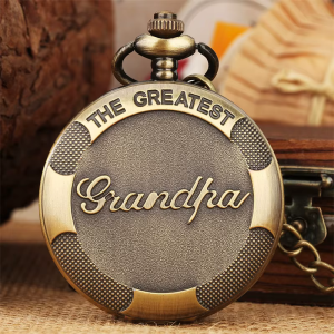 Reloj de bolsillo quartz para abuelo con cadena