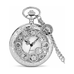 Reloj de bolsillo quartz plateado con esfera calada