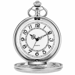 Reloj de bolsillo quartz plateado con esfera calada