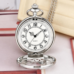 Reloj de bolsillo quartz plateado con esfera calada
