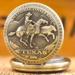Reloj de bolsillo quartz Texas con jinete y toro