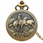 Reloj de bolsillo quartz Texas con jinete y toro — Unidad