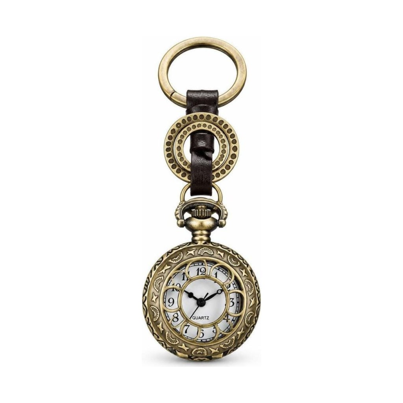 Reloj de bolsillo quartz vintage con llavero