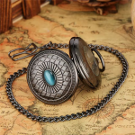 Reloj de bolsillo steampunk con cabujón turquesa