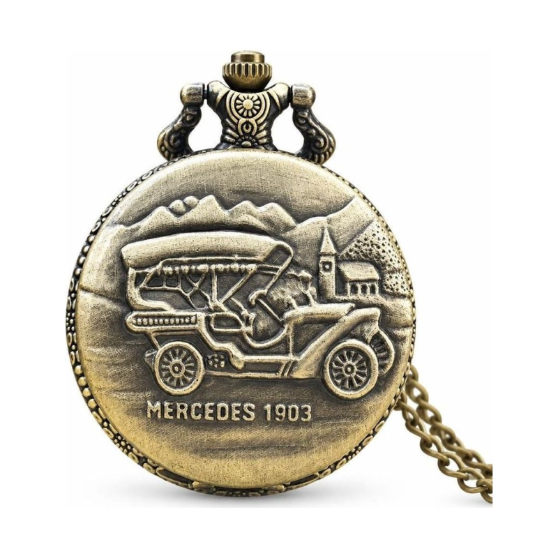 Reloj de bolsillo steampunk con coche antiguo