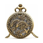 Reloj de bolsillo steampunk con delfines de latón