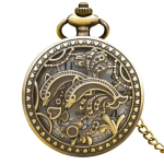 Reloj de bolsillo steampunk con delfines de latón