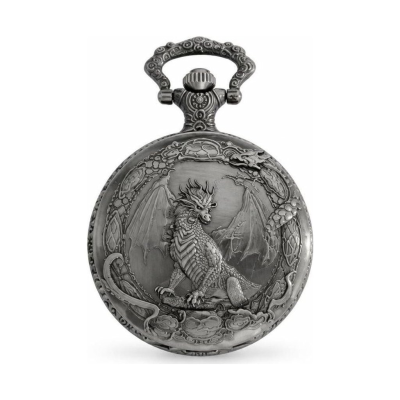 Reloj de bolsillo steampunk con dragón en relieve — Bronce