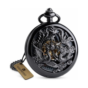 Reloj de bolsillo steampunk con dragón y fénix