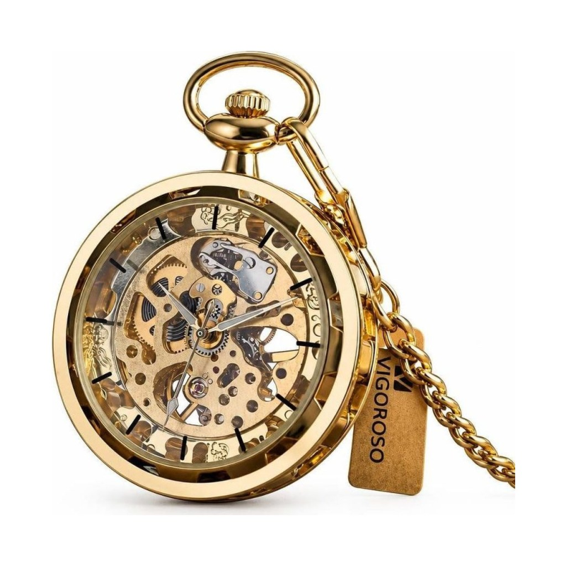 Reloj de bolsillo steampunk con esfera calada