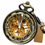 Reloj de bolsillo steampunk con esfera calada — Bronce