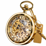 Reloj de bolsillo steampunk con esfera calada — Dorado