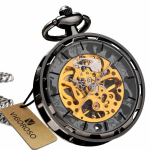 Reloj de bolsillo steampunk con esfera calada — Negro