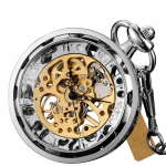 Reloj de bolsillo steampunk con esfera calada — Plateado