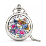 Reloj de bolsillo steampunk con esfera de pavo real